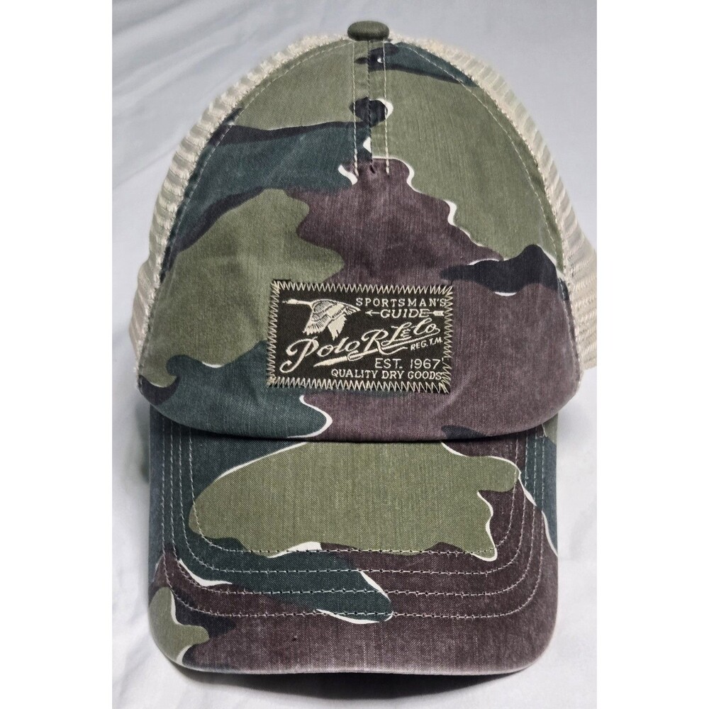🐎 Polo Ralph Lauren Mesh Back Camo Trucker Hat Cap Sportsman Guide Dry Goods